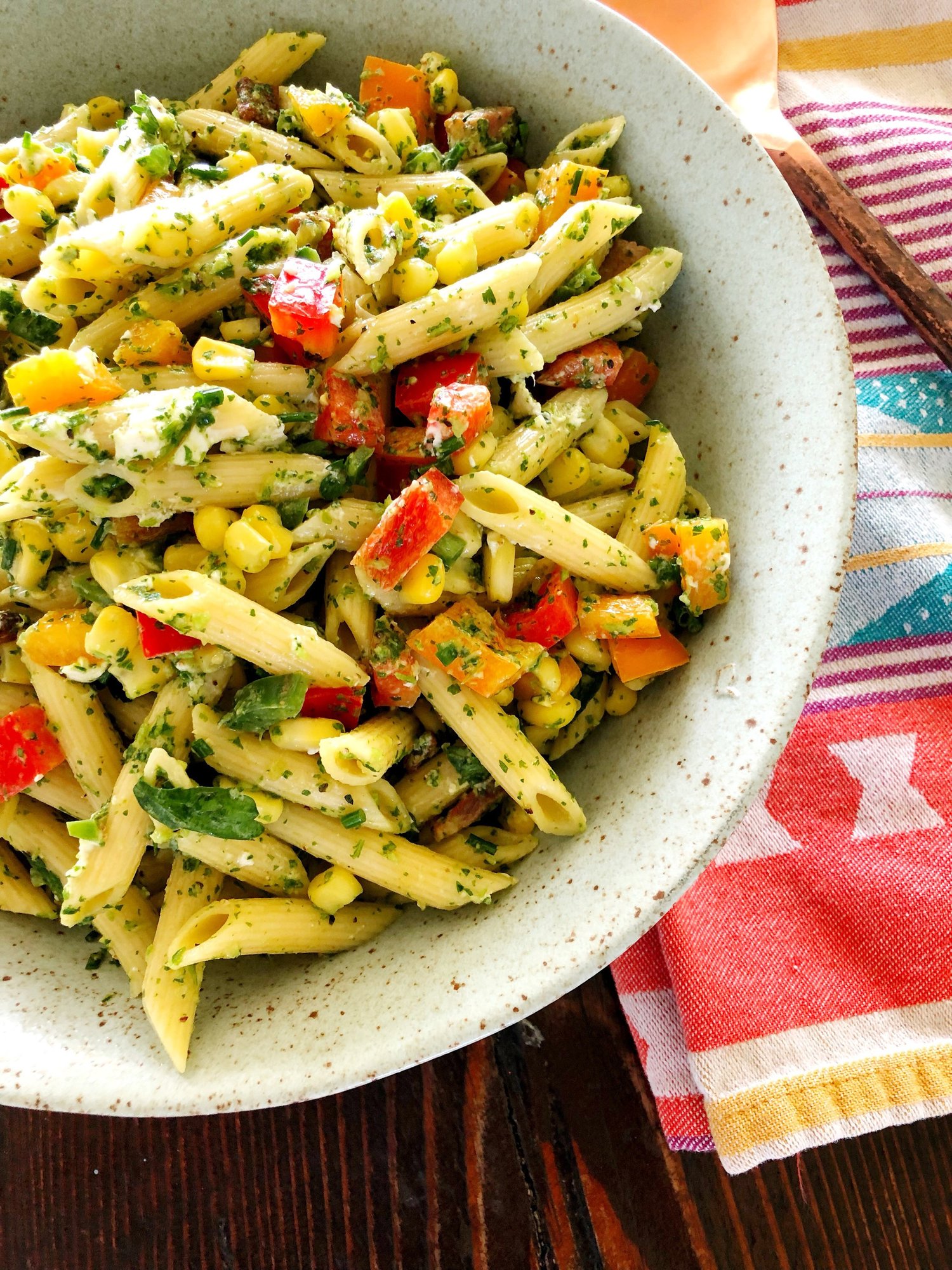 Summer Squash Pasta Salad with Chimichurri Vinaigrette Recipe