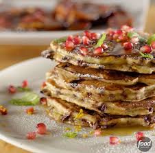 Chocolate Chip-Pistachio Pancakes with Salted Honey Caramel Syrup Recipe