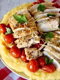 Roast Chicken Breast with Polenta and Cherry Tomatoes Recipe