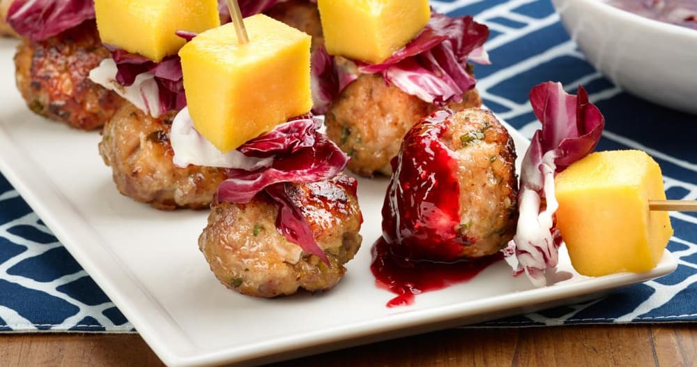 Mini Meatballs with Raspberry-Balsamic Barbecue Sauce Recipe