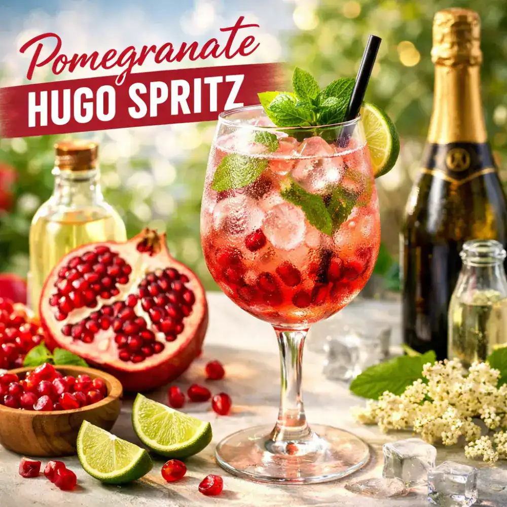 Pomegranate Hugo Spritz Cocktail