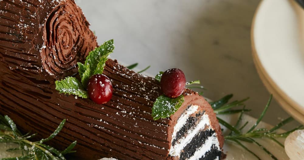 No-Bake Chocolate Mocha Yule Log