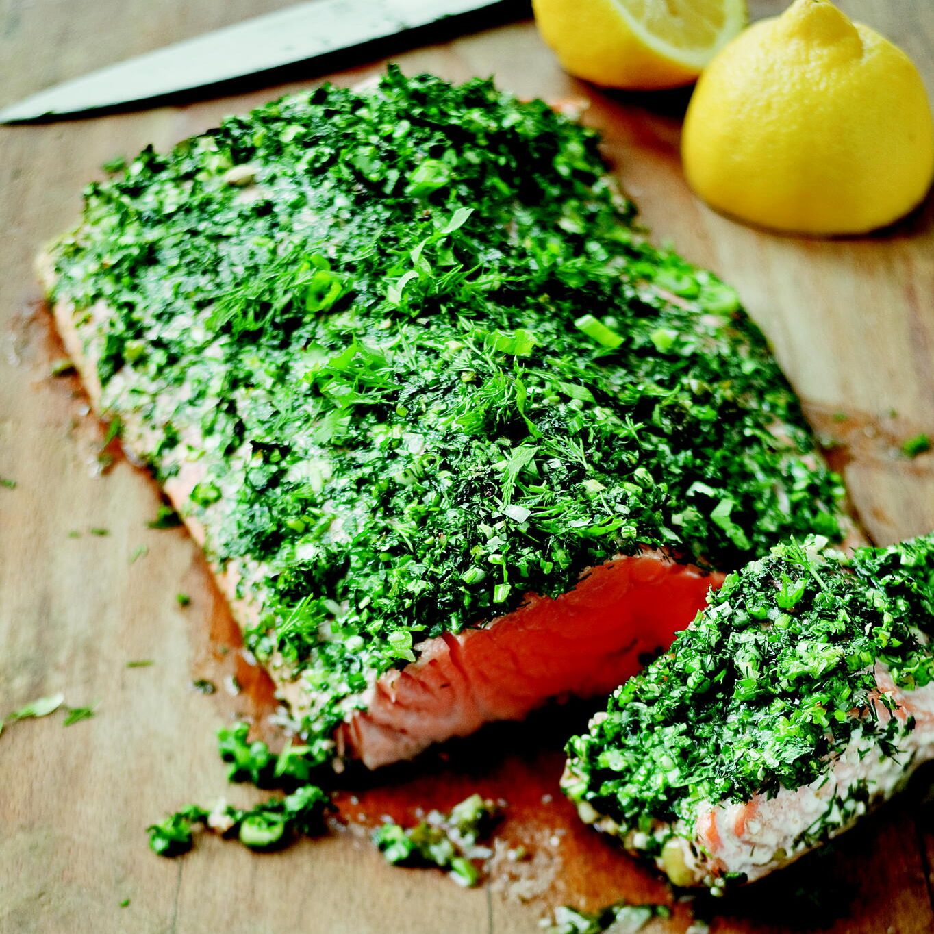Roasted Salmon with Green Herbs Recipe